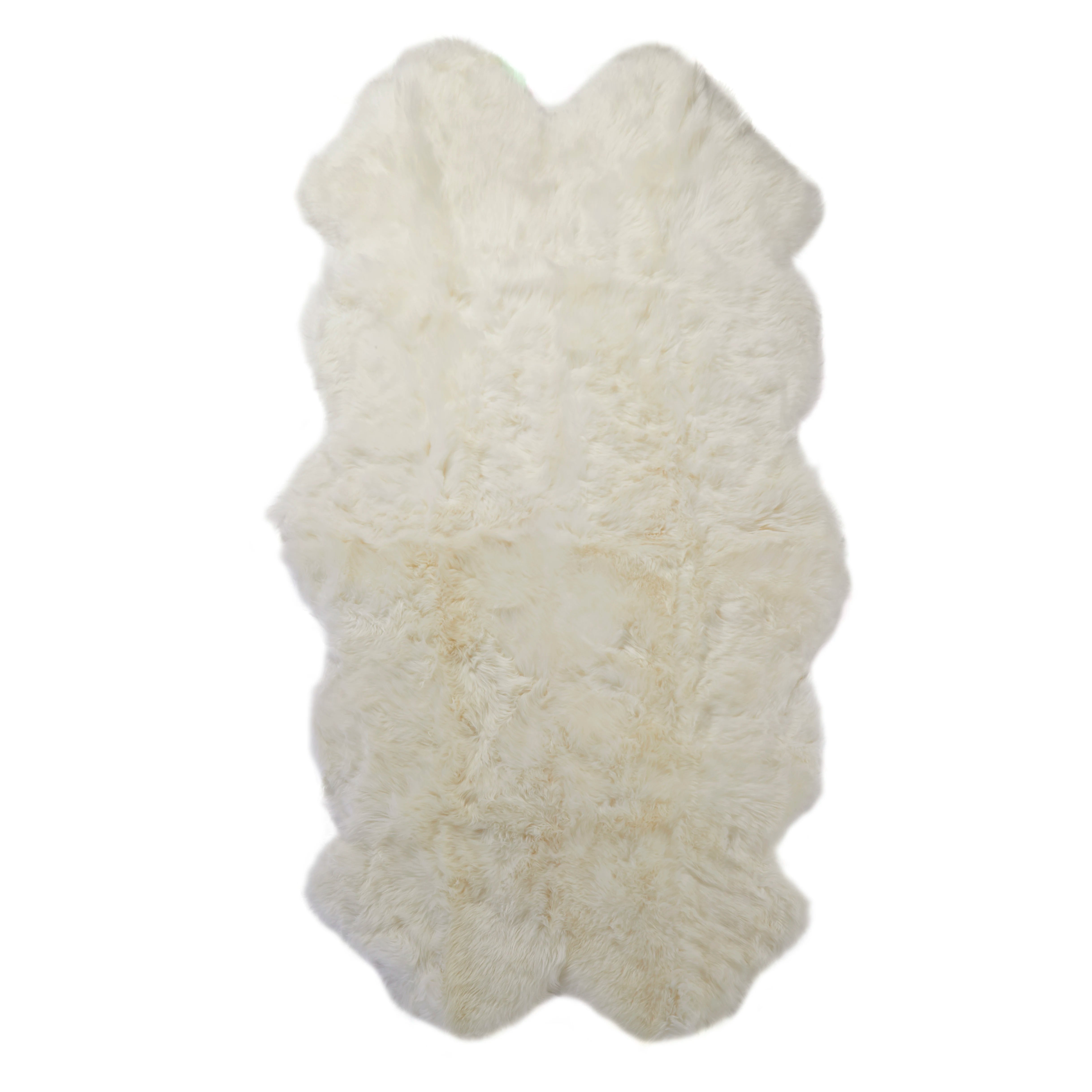 Quad Natural White Sheepskin Rug